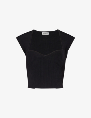 Simkhai Womens Black Abia Sweetheart-neck Stretch-woven Top In Black