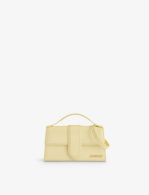 Shop Jacquemus Pale Yellow Le Grand Bambino Leather Top-handle Bag