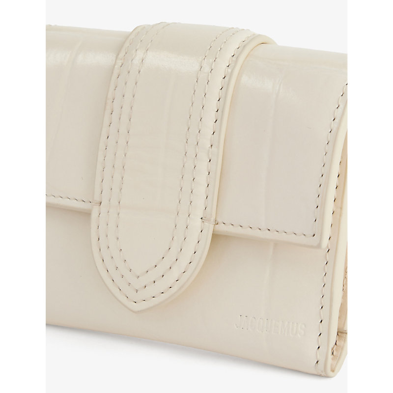 Shop Jacquemus Le Compact Bambino Leather Wallet In Light Ivory