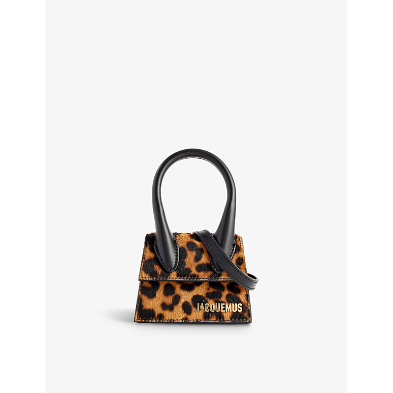 Shop Jacquemus Print Leopard Brown Le Chiquito Leopard-print Leather Top-handle Bag