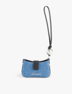 Shop Jacquemus Le Porte Bisou Denim Wallet-on-chain In Blue