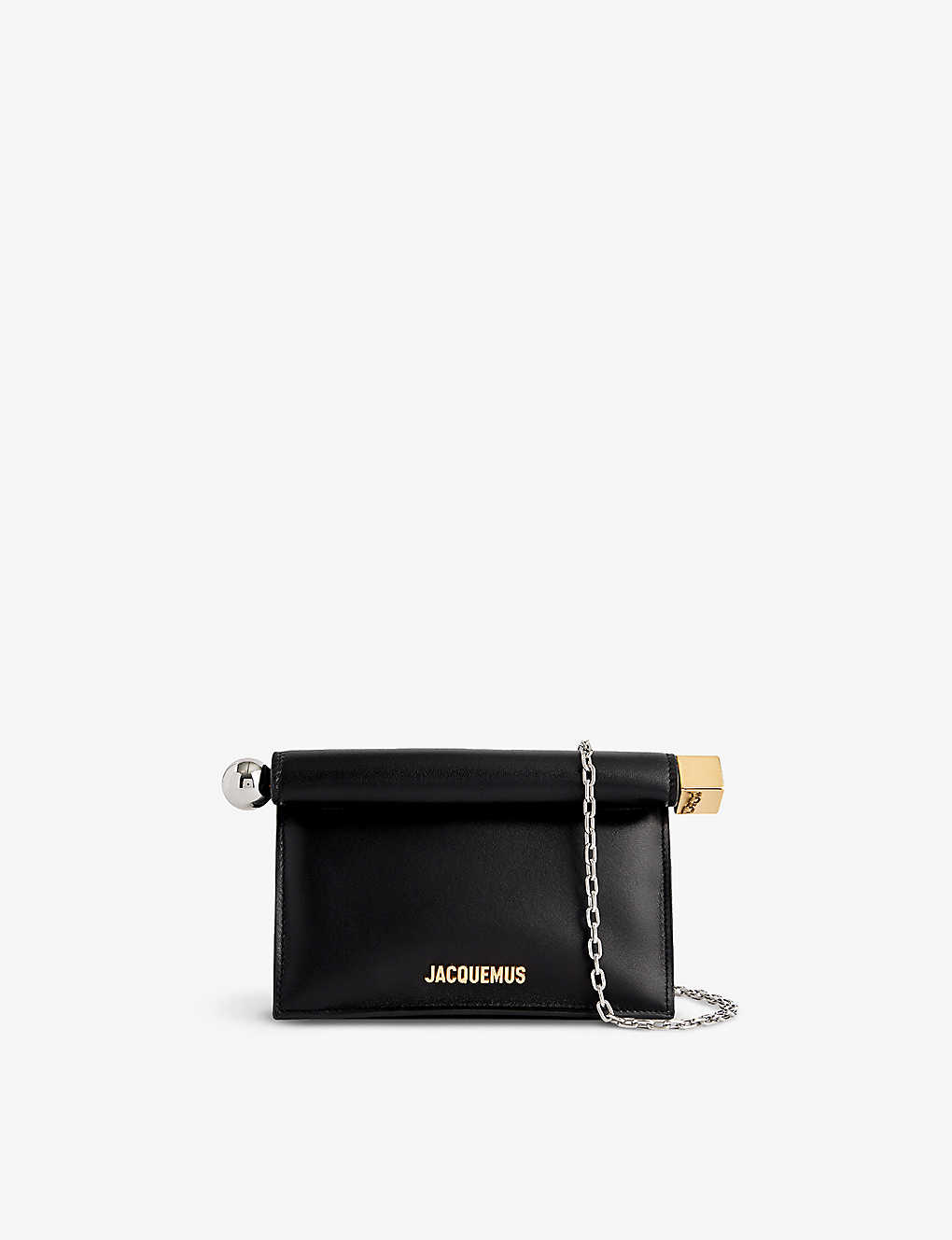 Shop Jacquemus La Petite Pochette Rond Leather Clutch Bag In Black