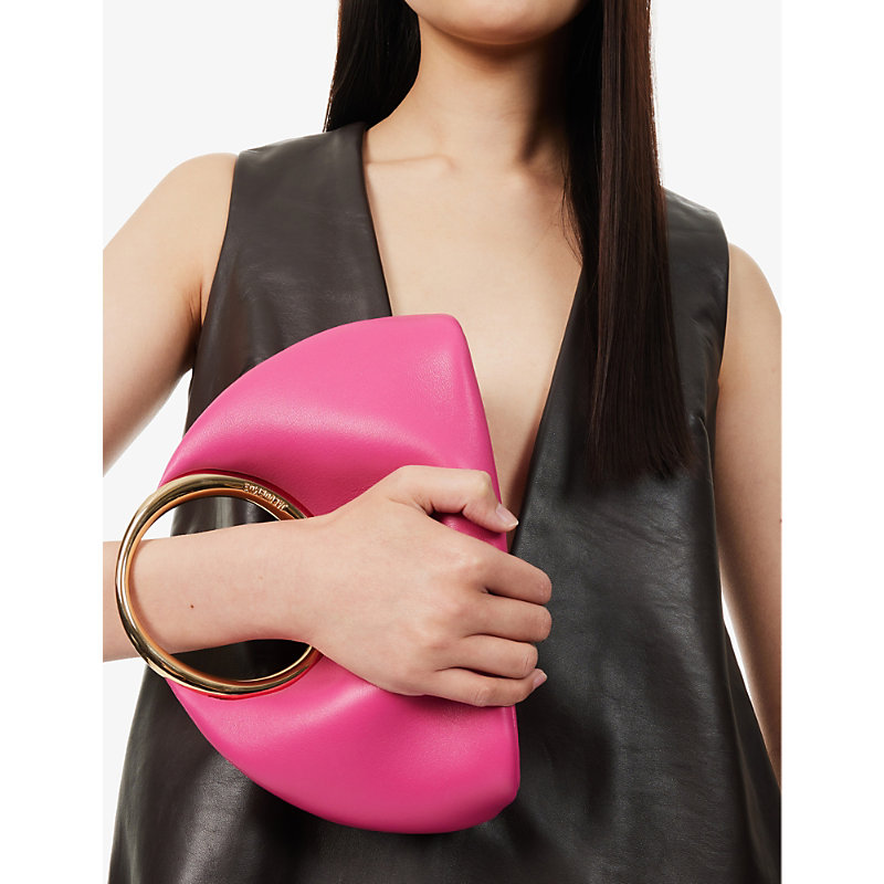 Shop Jacquemus Dark Pink Le Petit Calino Leather Top-handle Bag