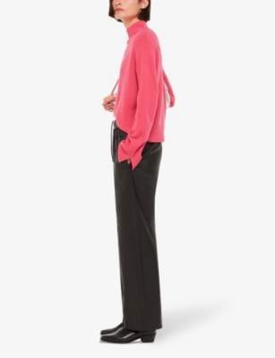 Shop Whistles Women's Pink Relaxed-fit Funnel-neck Wool Jumper