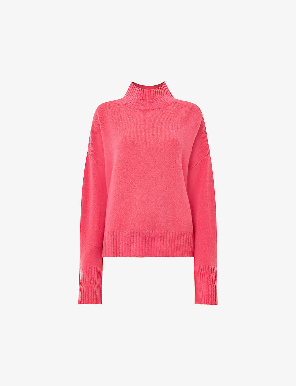 Whistles Womens Pink Relaxed-fit Funnel-neck Wool Jumper
