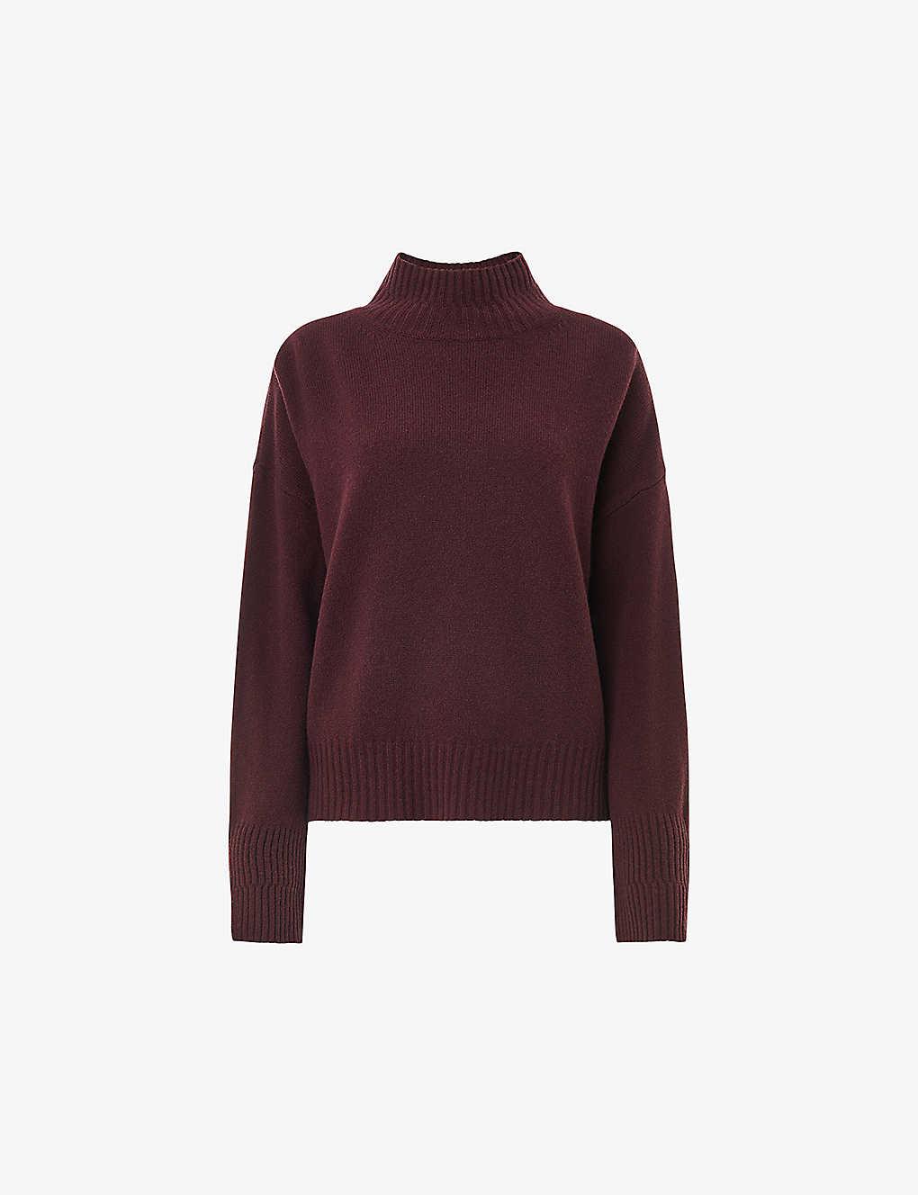 Whistles Double-trim Funnel-neck Wool Jumper In Purple