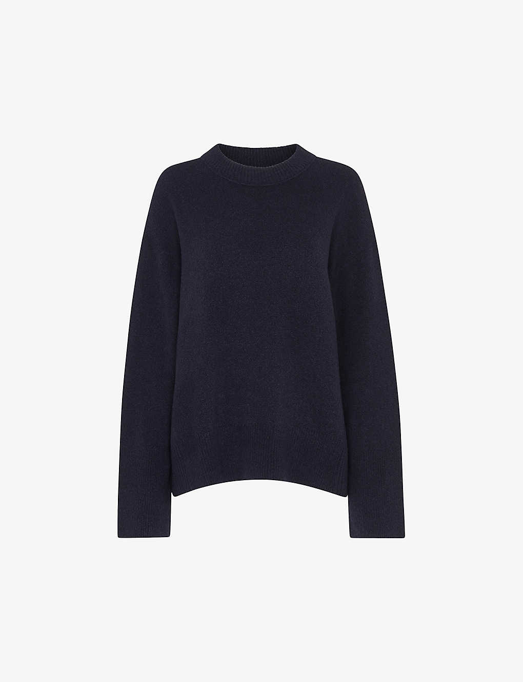 Whistles Womens Navy Relaxed-fit Round-neck Knitted Jumper In Blue