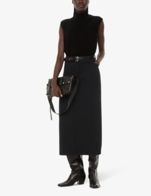 Whistles Denim Midi Skirt In Black