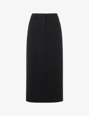 Whistles Denim Midi Skirt In Washed Black