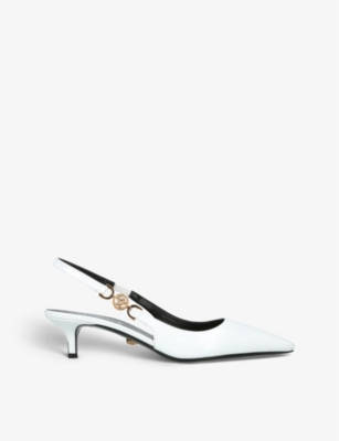 VERSACE: Medusa 40 leather slingback courts