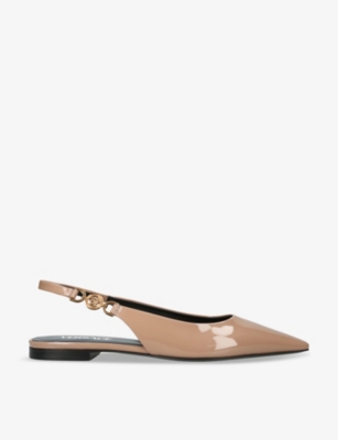 Shop Versace Women's Blush Medusa Patent-leather Slingback Flats