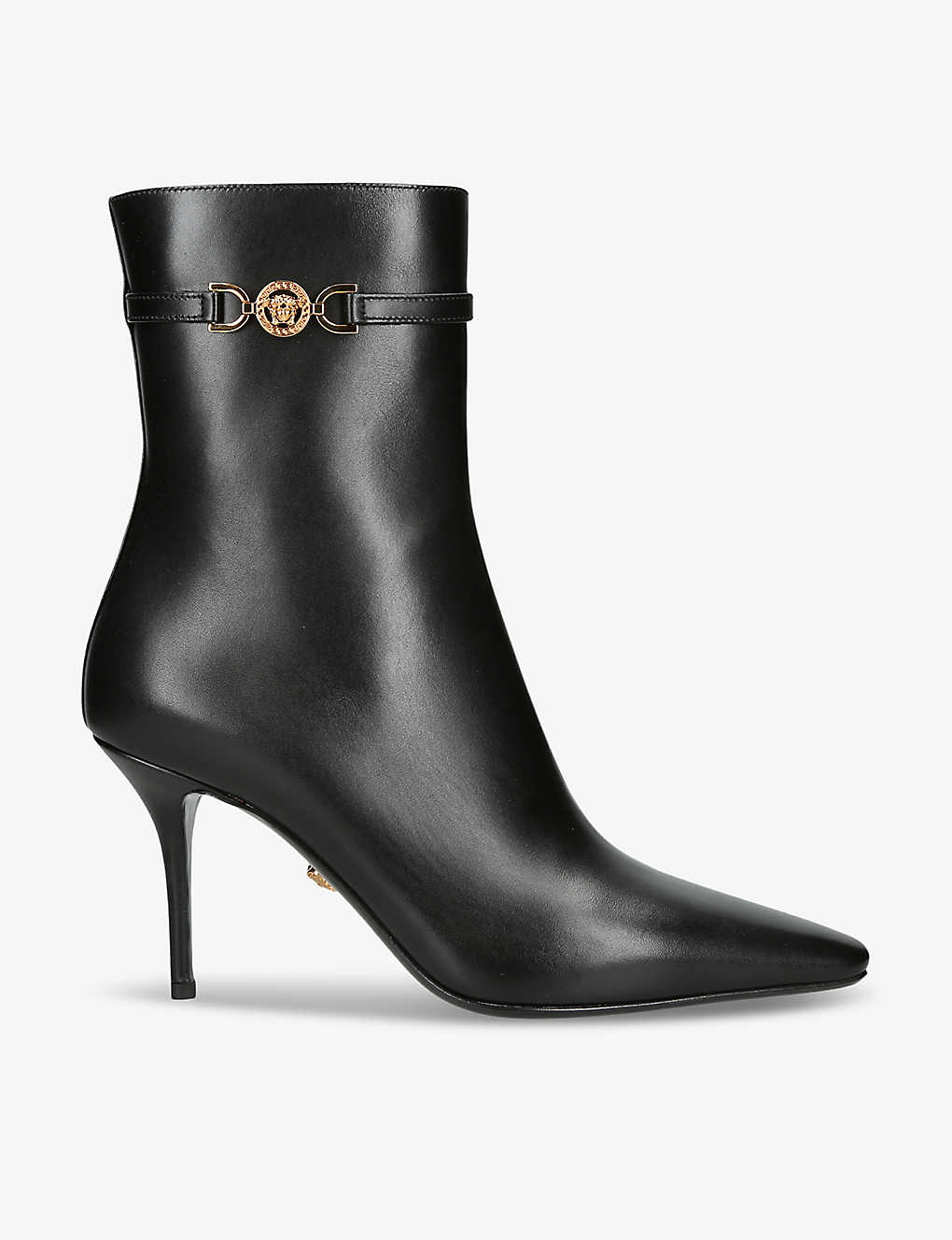 VERSACE MEDUSA 85 LEATHER ANKLE BOOTS