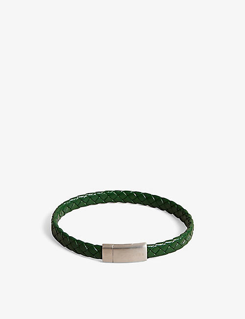 TED BAKER: Bradly logo-hardware woven-leather bracelet