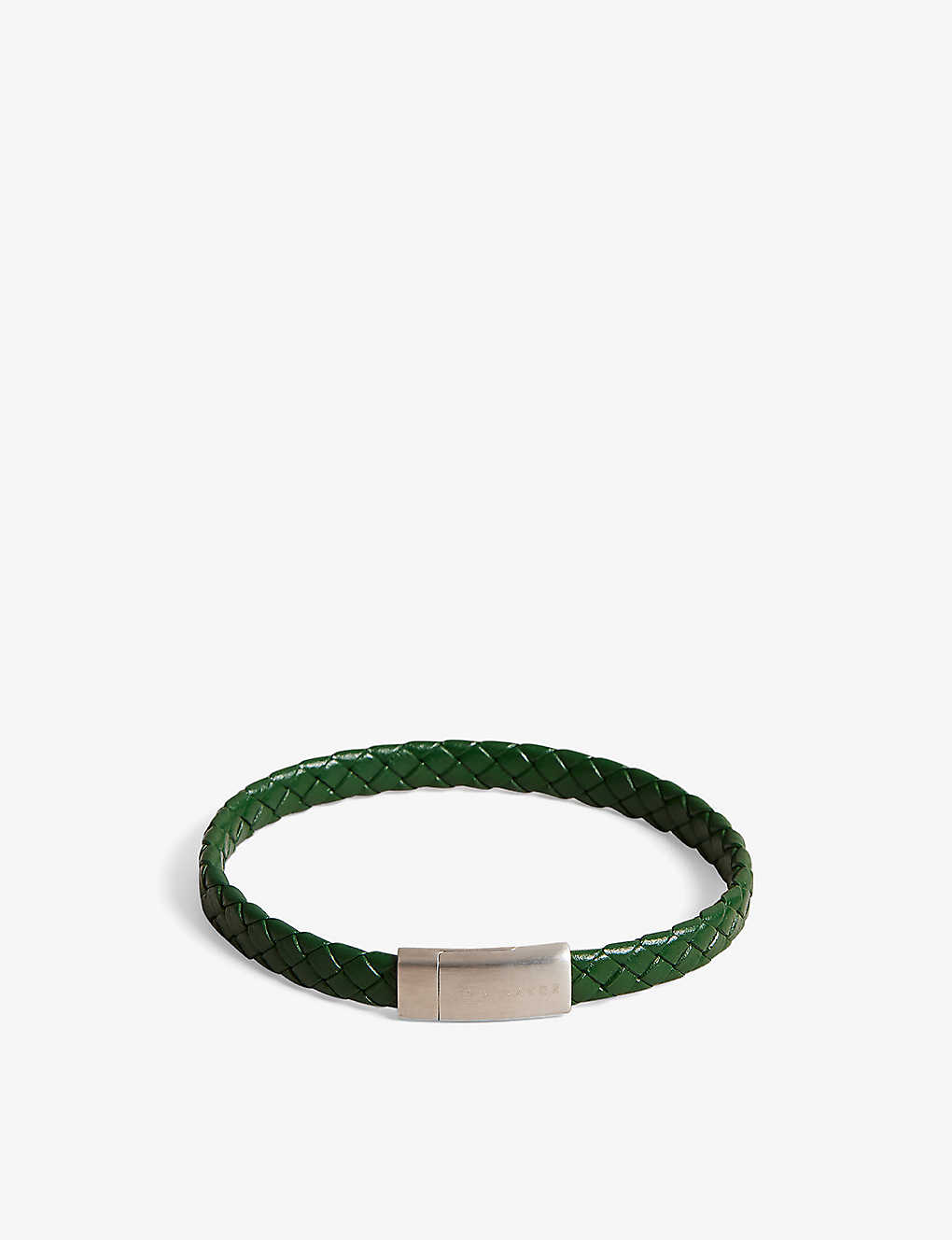 Ted Baker Mens Dk-green Bradly Logo-hardware Woven-leather Bracelet