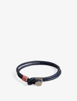 Ted Baker Mens Navy Coen Double Woven-leather Bracelet