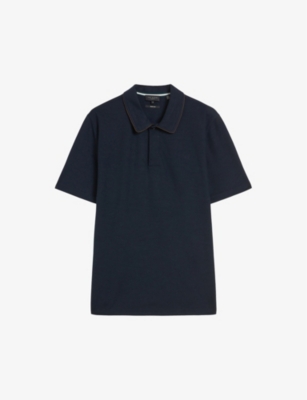 TED BAKER: Aroue suedette-trim woven polo shirt
