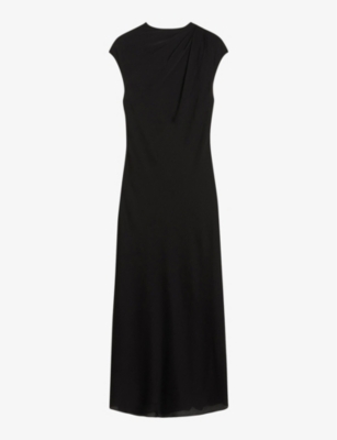 Shop Ted Baker Akane Draped Satin Midaxi Dress In Black