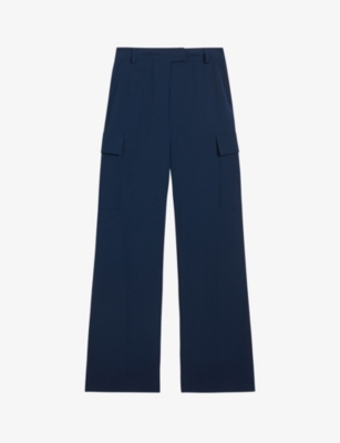 Ted Baker Womens Navy Riccio Cargo Wide-leg High-rise Woven Trousers