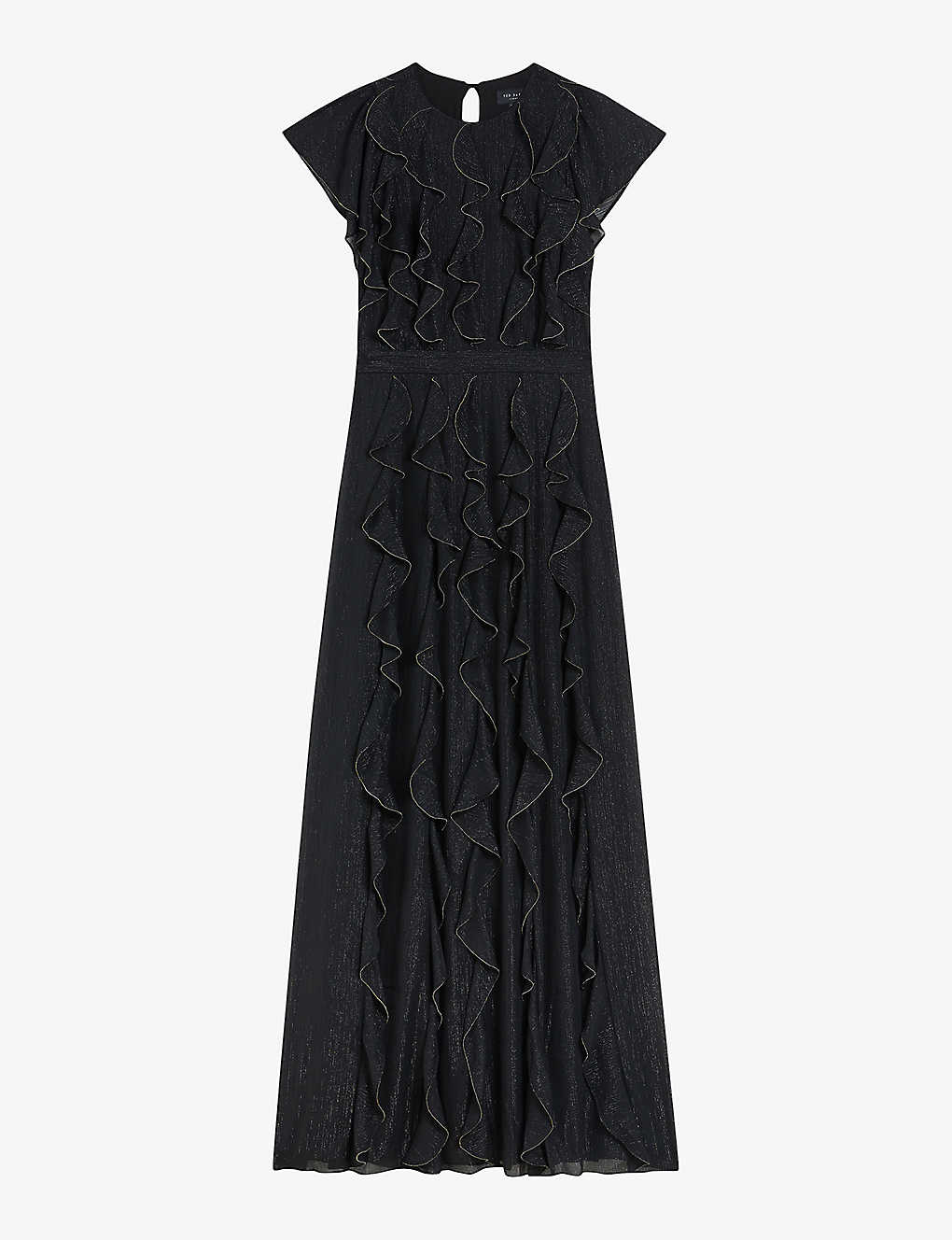 Ted Baker Womens Black Hazzie Ruffled Woven Maxi Dress