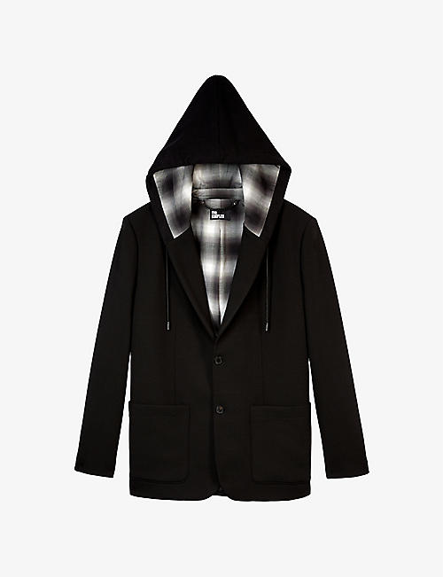 THE KOOPLES: Contrast-hood stretch-woven blazer