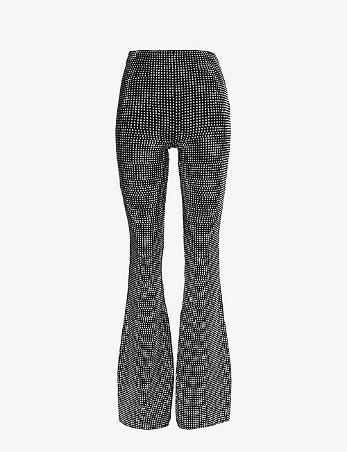 GOOD AMERICAN: Crystal-embellished slim-fit high-rise stretch-cotton trousers