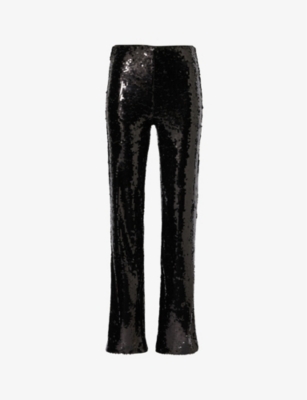 GOOD AMERICAN: Sequin-embellished regular-fit high-rise stretch-woven trousers