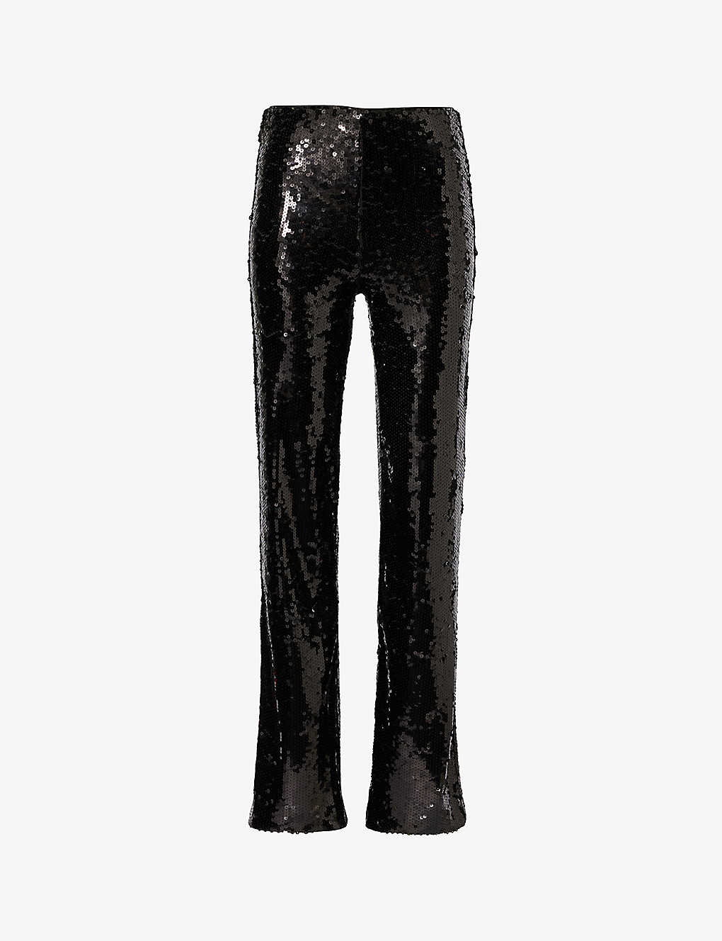 Good American Womens Black Sequin-embellished Regular-fit High-rise Stretch-woven Trousers