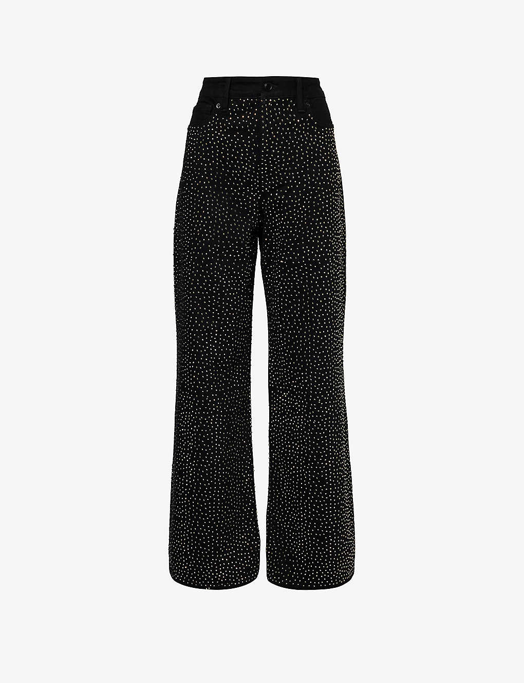 Shop Good American Women's Black Good Ease Rhinestone-embellished Wide-leg Recycled Denim-blend Jeans