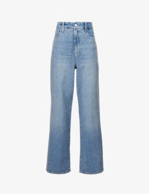 Reiss Dark Blue Good American Mini Good Legs Crop Bootleg Jeans