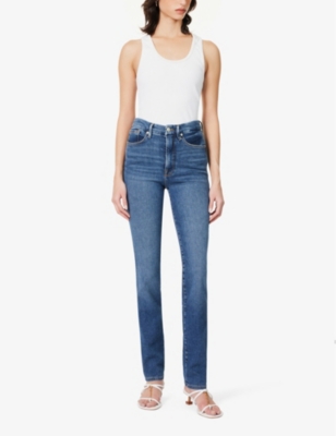 Shop Good American Women's Indigo Good Classic Slim-leg High-rise Stretch-denim Jeans