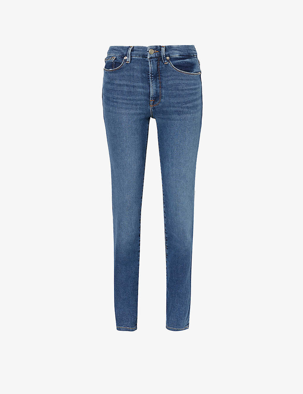 Good American Womens Indigo Good Classic Slim-leg High-rise Stretch-denim Jeans
