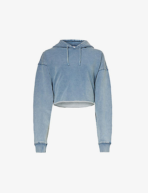 GOOD AMERICAN: Jeanius cropped cotton-jersey hoody