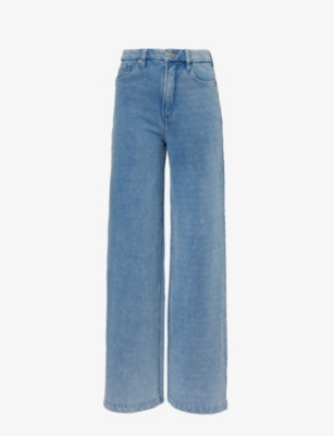 Shop Good American Women's Indigo Jeanius Wide-leg Mid-rise Cotton Trousers In Blue