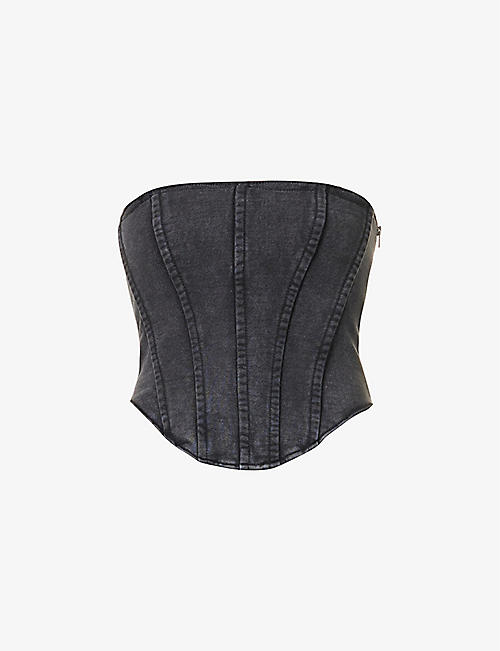 GOOD AMERICAN: Jeanius corset-boning cotton-jersey top
