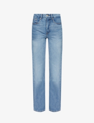 Good American Womens Indigo Good Straight-leg High-rise Stretch Denim-blend Jeans