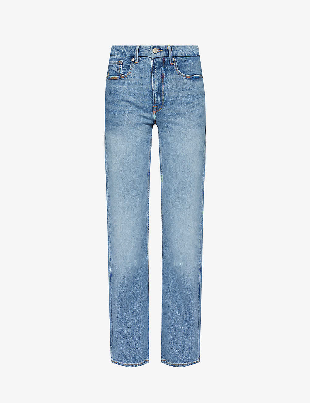Good American Womens Indigo Good Straight-leg High-rise Stretch Denim-blend Jeans
