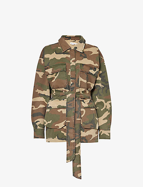 GOOD AMERICAN: Camouflage-print stretch-denim-blend jacket