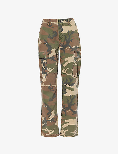 GOOD AMERICAN: Camouflage-print stretch-denim-blend jeans