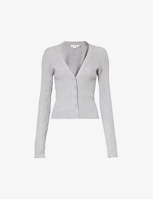 GOOD AMERICAN: V-neck ribbed knitted cardigan