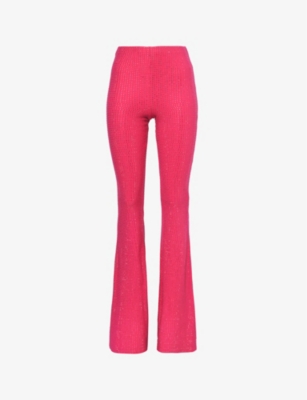 Good American Womens Love Potion Crystal-embellished Flared High-rise  Stretch-cotton Trousers In Pink