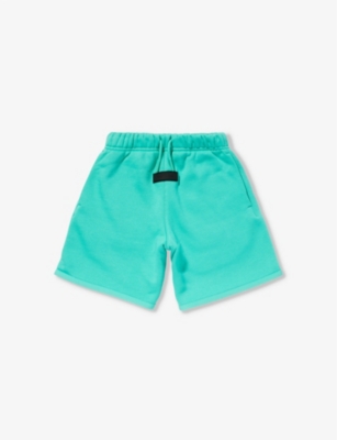 Essentials Fear Of God Boys Mint Leaf Kids Brand-patch Relaxed-fit Cotton-blend  Shorts 4-16 Years