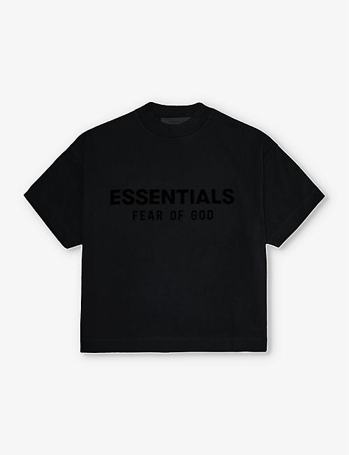 FEAR OF GOD ESSENTIALS: 儿童 ESSENTIALS 品牌印花平纹针织棉 T 恤 4-16 岁