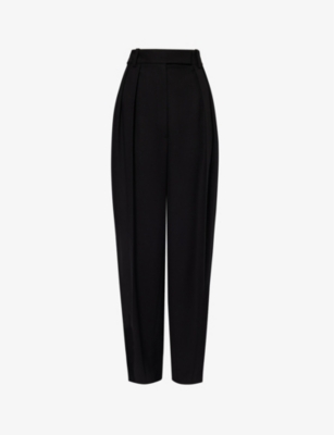 Khaite Cessie Pleated High-waisted Trousers In Black