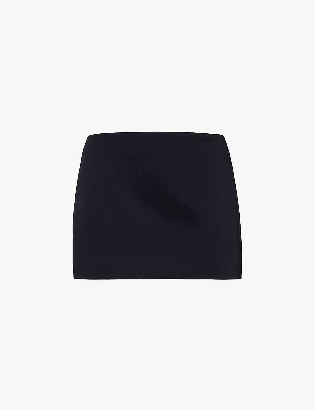 Shop Khaite Jett Clean-lined Satin Mini Skirt In Black