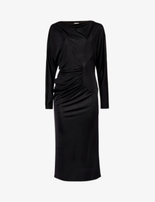 Khaite Womens Black Oron Ruched Jersey Maxi Dress