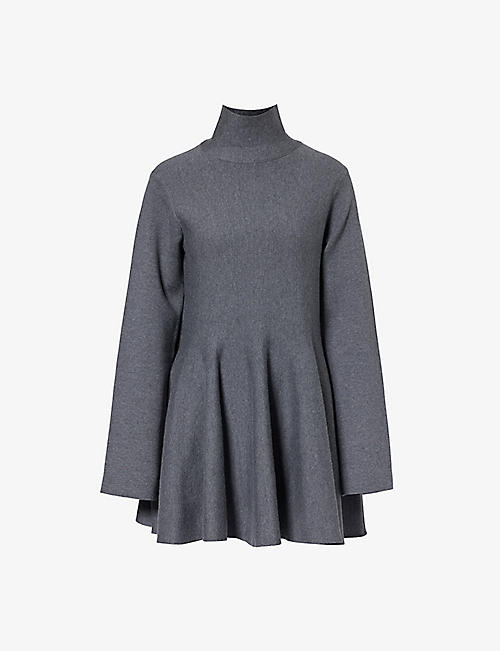 KHAITE: Clarice high-neck wool-blend mini dress