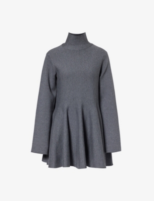 Khaite Clarice Wool-blend Mini Dress In Sterling