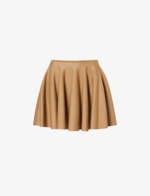 KHAITE: Ulli pleated high-rise wool-blend mini skirt