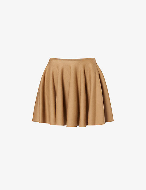KHAITE: Ulli pleated high-rise wool-blend mini skirt