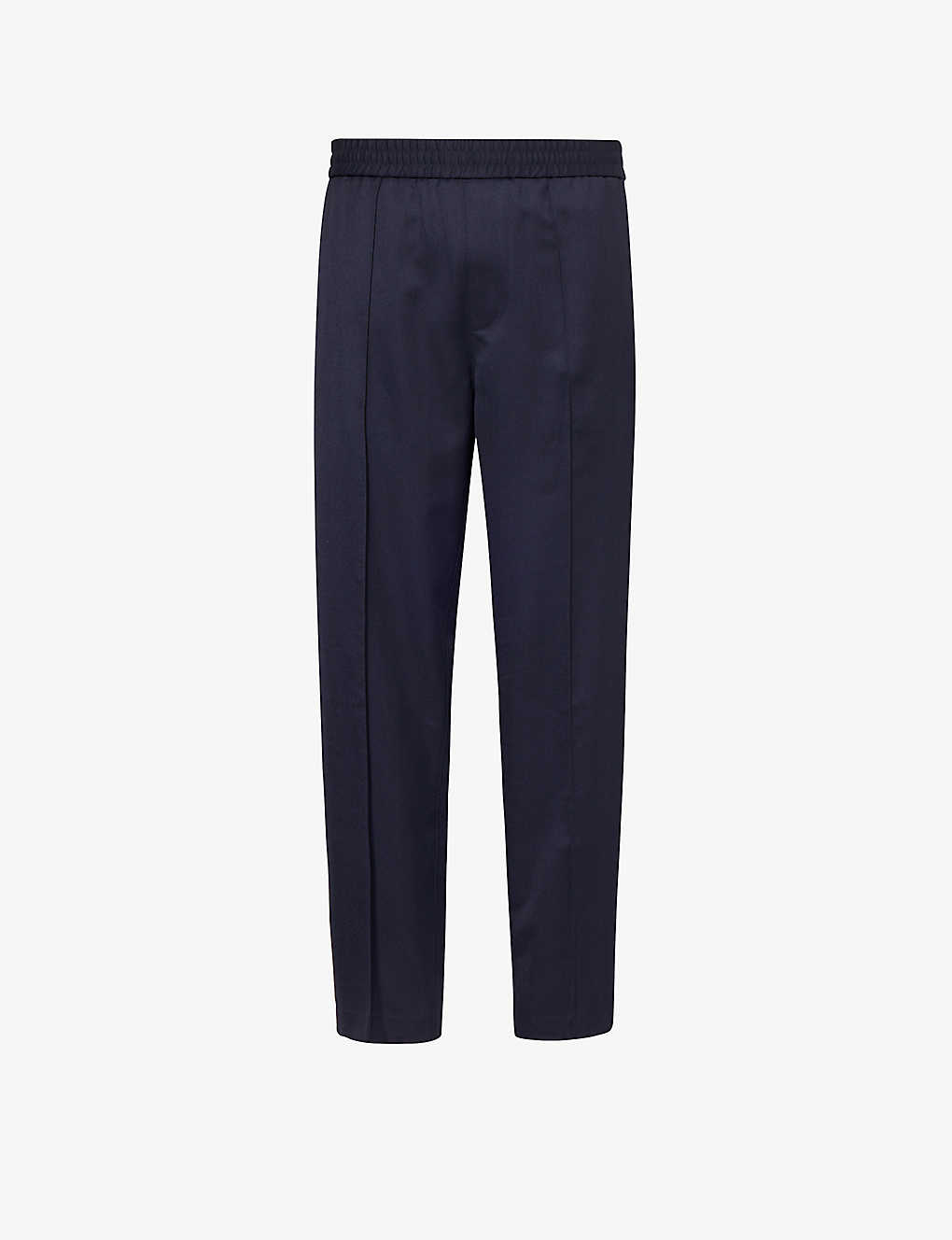 Apc Mens Dark Navy Elasticated-waistband Regular-fit Straight-leg Wool Trousers In Blue